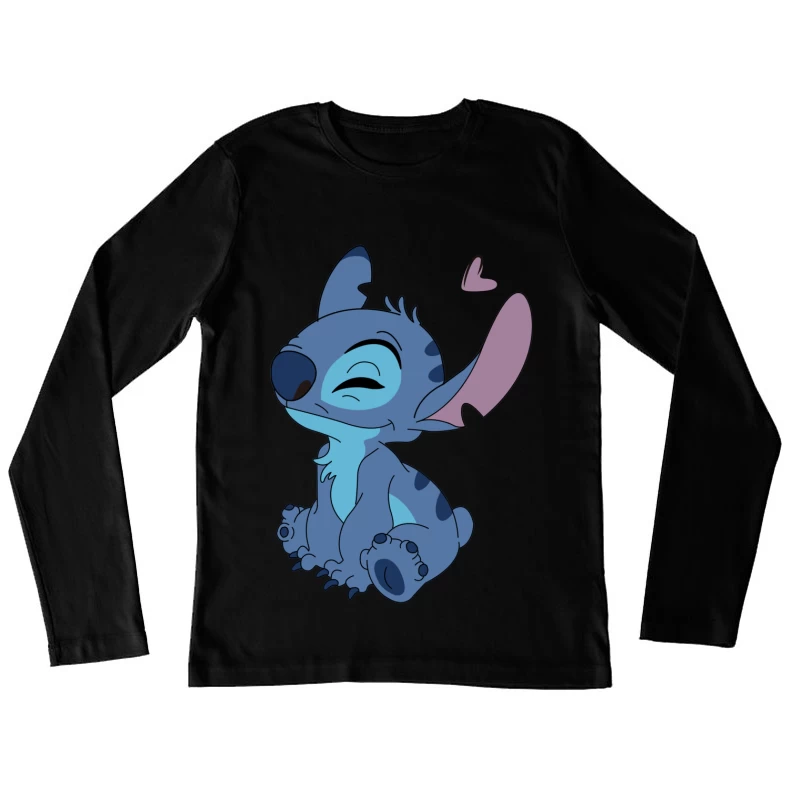Süßer blauer Alien-Charakter mit Herz Damen Langarm T-Shirt