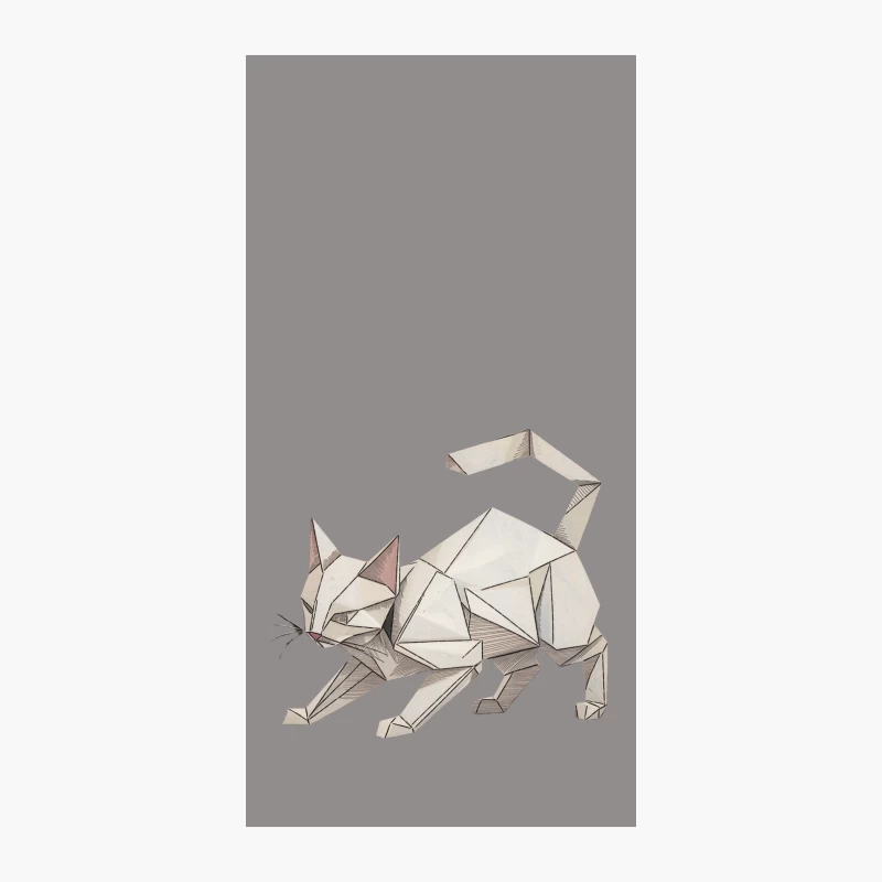 Geometric Origami Cat: Minimalist Paper Art Illustration iPhone Case