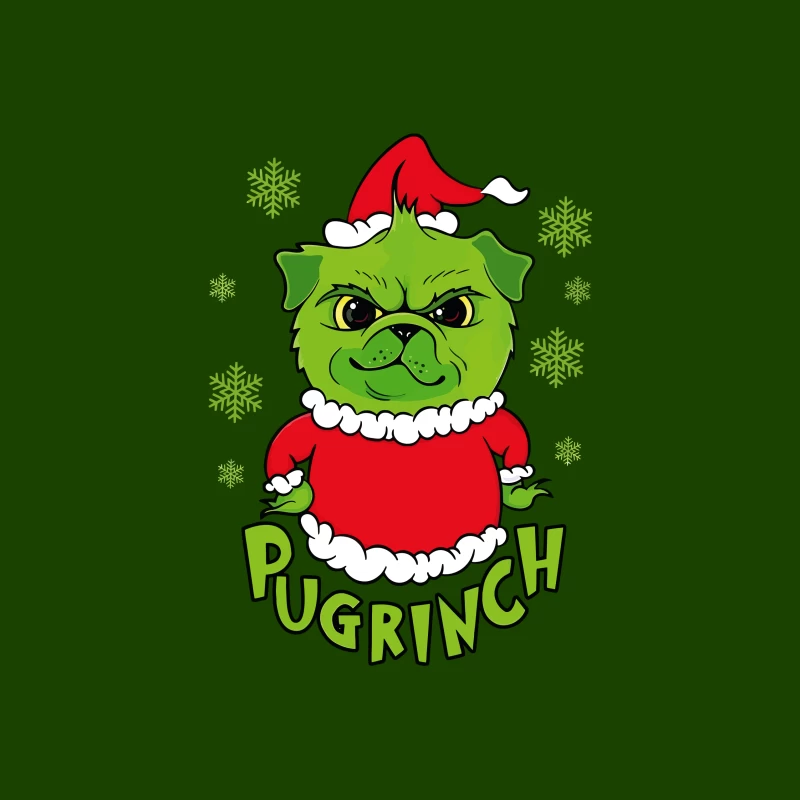 Pugrinch: Grumpy Holiday Cheer Throw Pillow