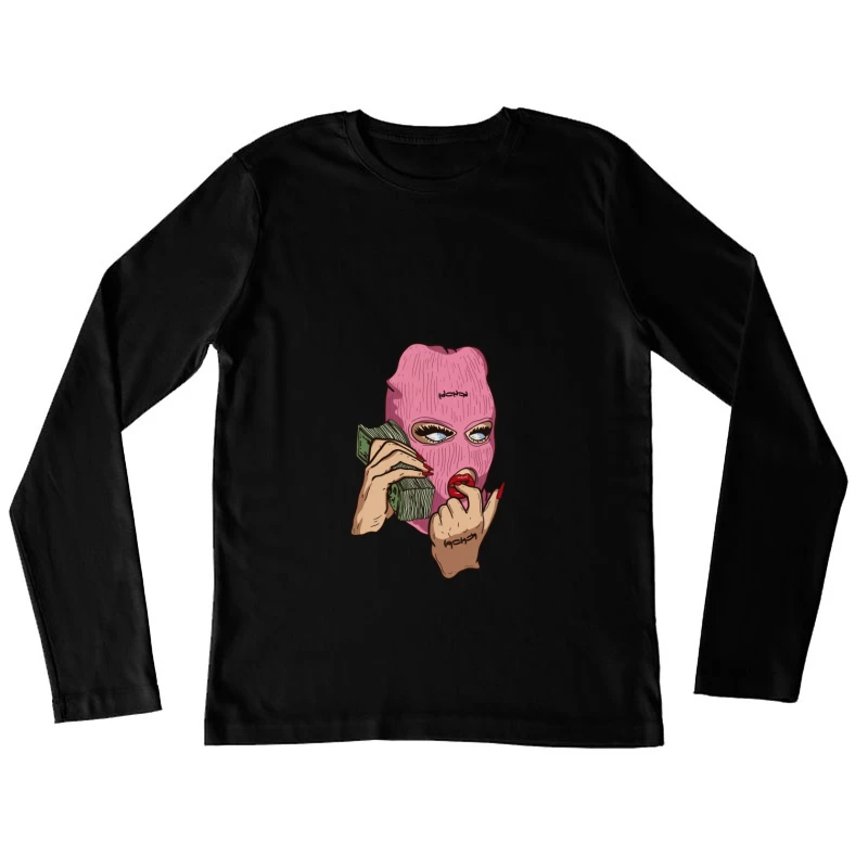 Frau mit Sturmhaube und Geld Damen Langarm T-Shirt