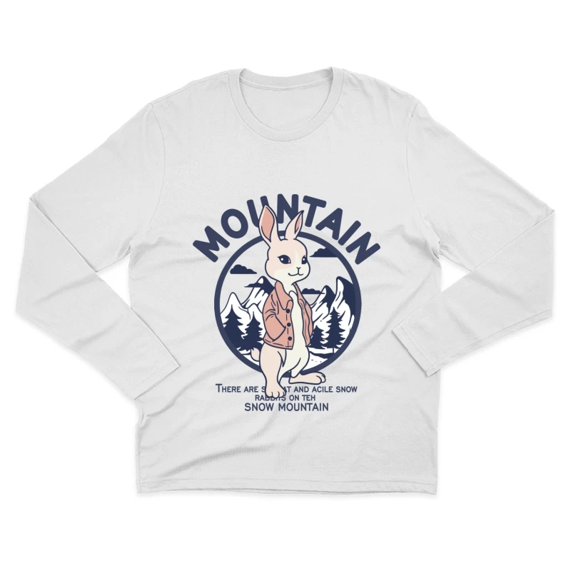Schneehase auf Berg im Vintage-Stil Herren Langarm T-Shirt