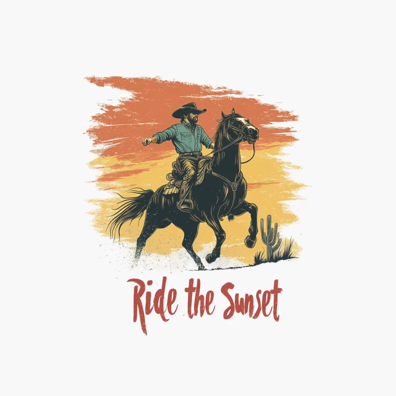 Vintage Western Cowboy Riding into the Sunset Cotton Tote Bag