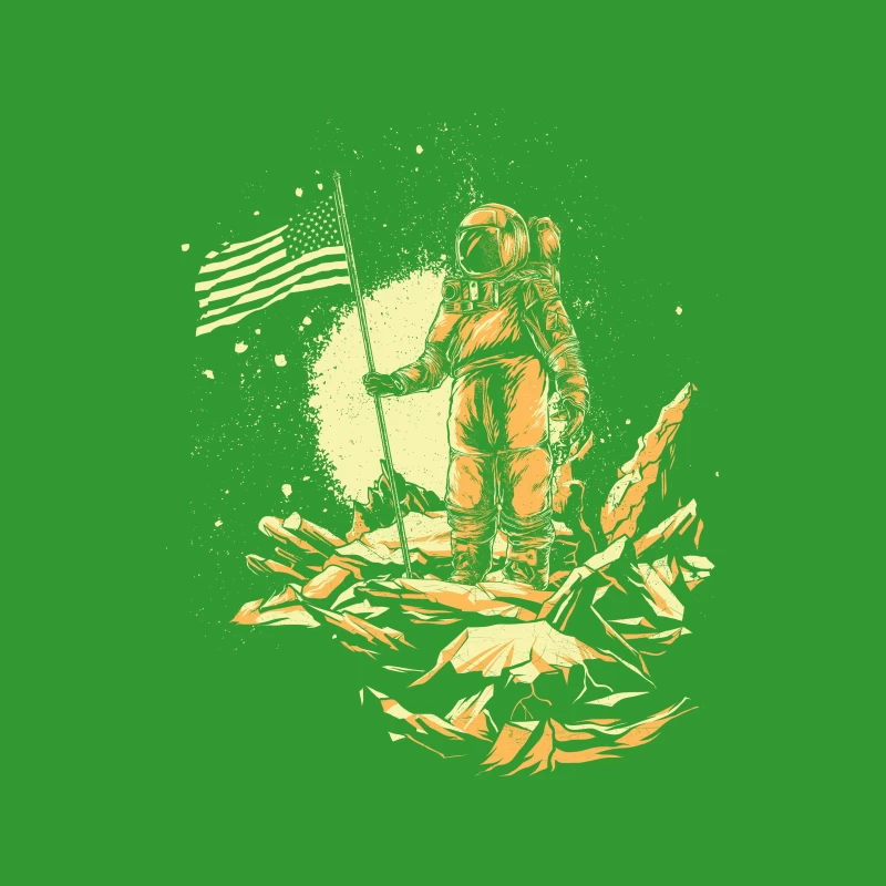 Astronaut in Space with American Flag Tapestry