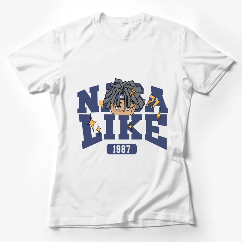 Cartoon-Kopf mit Schriftzug Damen T-Shirt