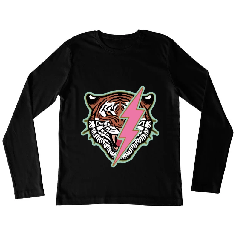 Tigerkopf mit Blitz Damen Langarm T-Shirt