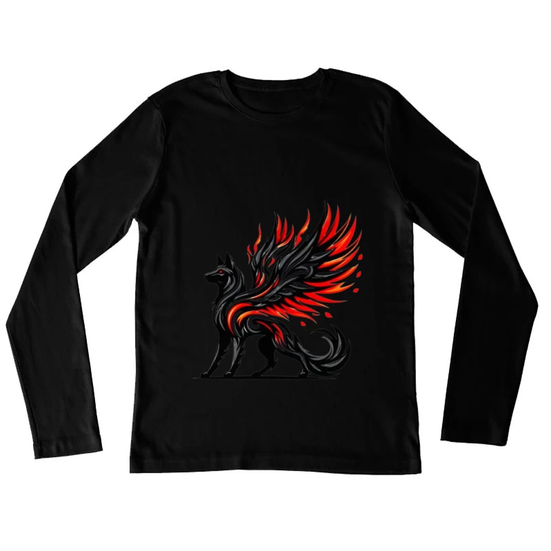 Winged Wolf Fantasy Art Female Long Sleeve T-Shirt