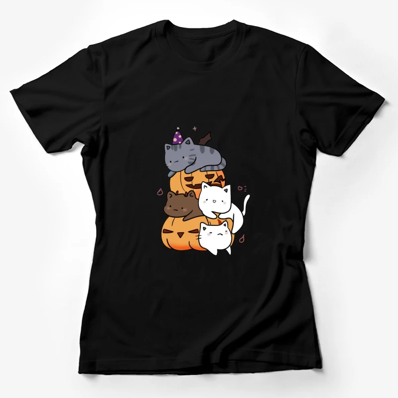 Niedliche Katzen mit Kürbissen Damen T-Shirt