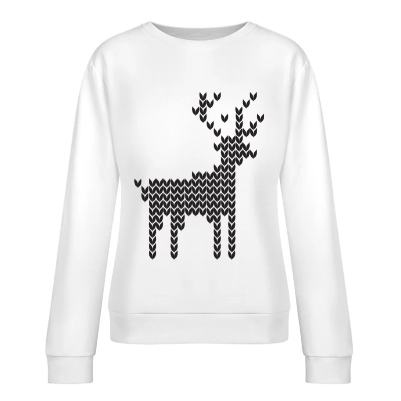 Motif de Élan Tricoté Femme Sweat-shirt à enfiler
