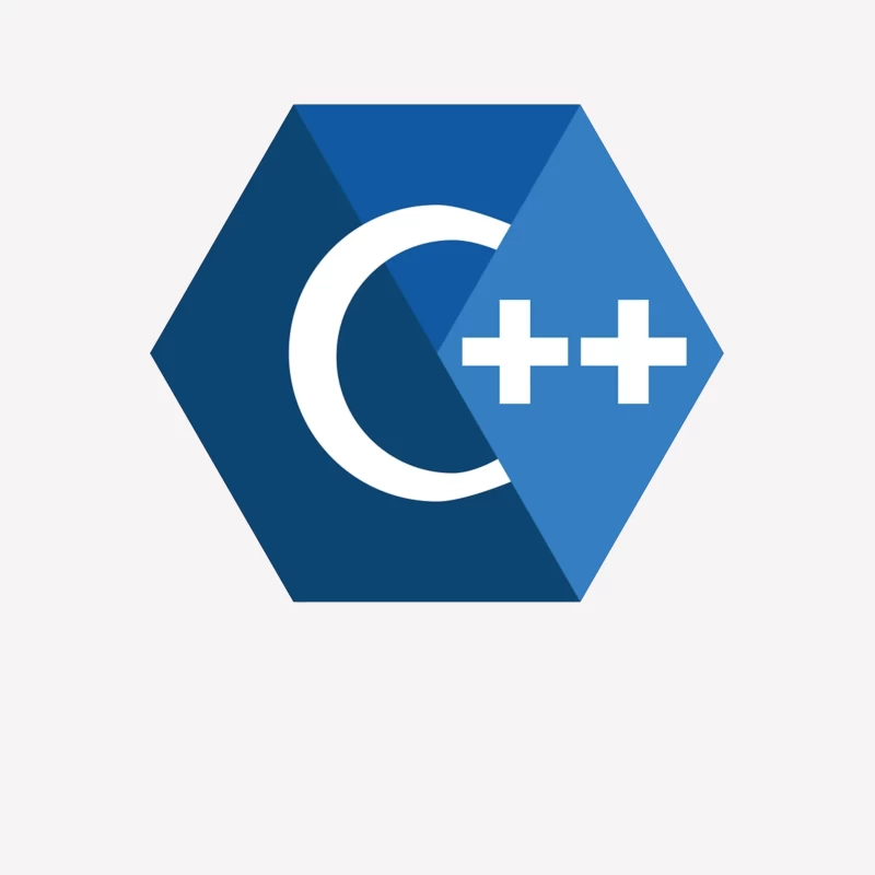 C++ Programming Language Logo in Blue Hexagon Design Male T-Shirt