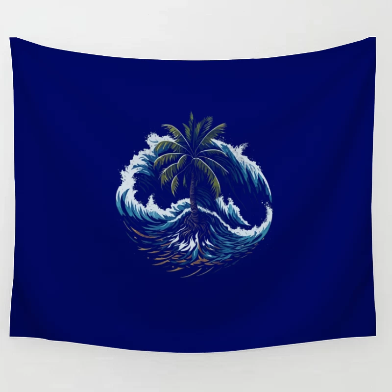 Tropical Island Wave Design Tapestry