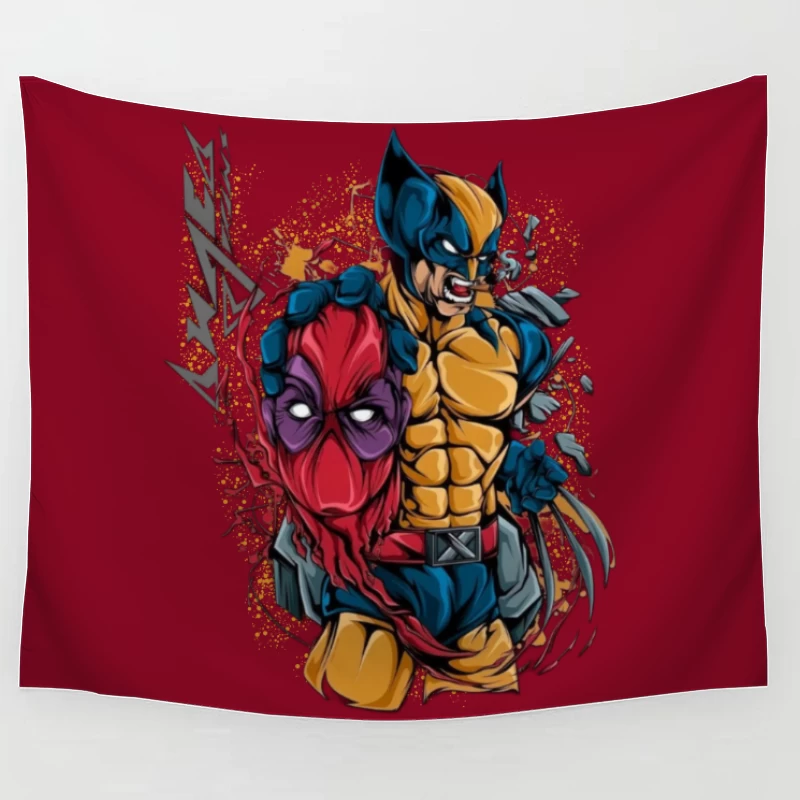 Wolverine and Spider-Man Mashup Tapestry