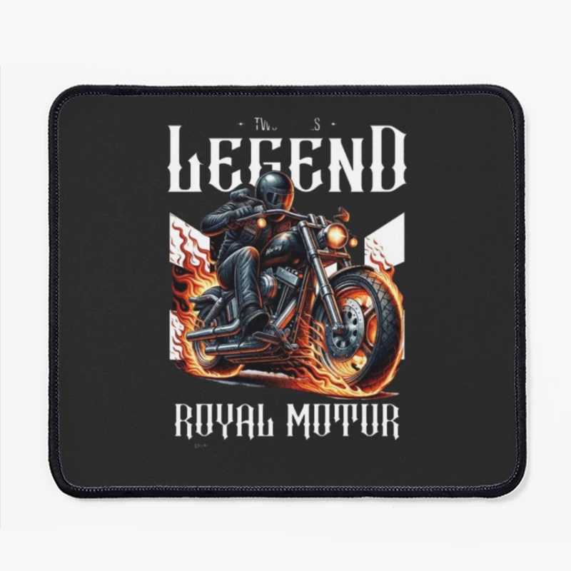 Legendary Flaming Royal Motor Black Motorcycle Illustration Mouse Pad