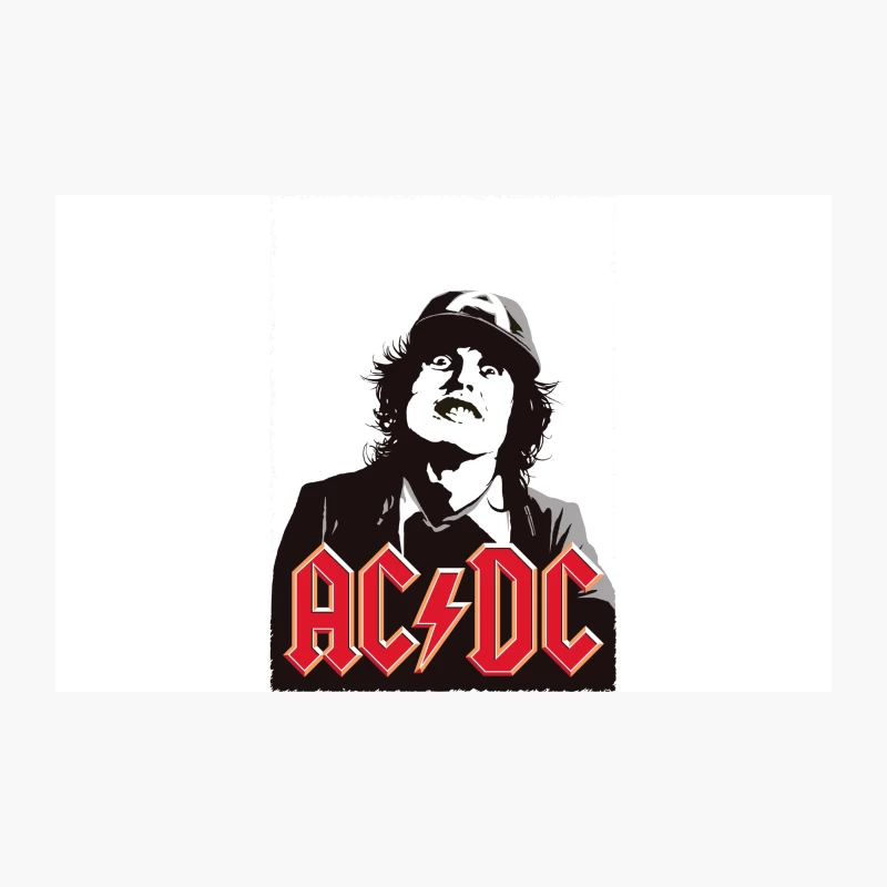 Black and White Artistic Portrait with AC/DC Rock Band Logo Travel Mug
