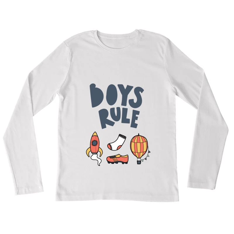 Illustration colorée de fusée et ballon Femme Manches Longues T-Shirt
