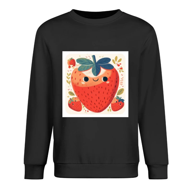 Adorable Kawaii Strawberry Family Illustration Male Pullover Sweatshirt