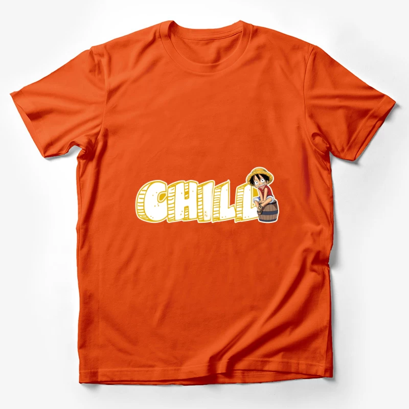 Chill Anime Illustration of Luffy from One Piece Male T-Shirt
