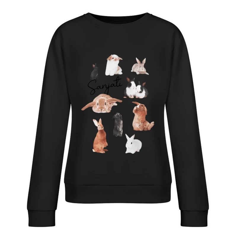 Verschiedene Kaninchen Posieren Damen Pullover Sweatshirt