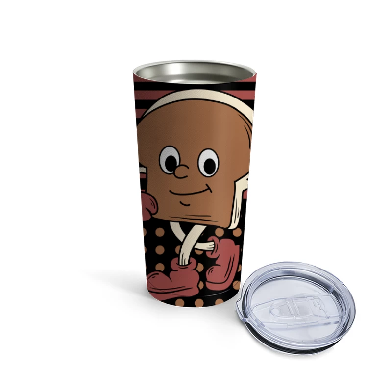 Cheerful Walking Bread Character Travel Mug