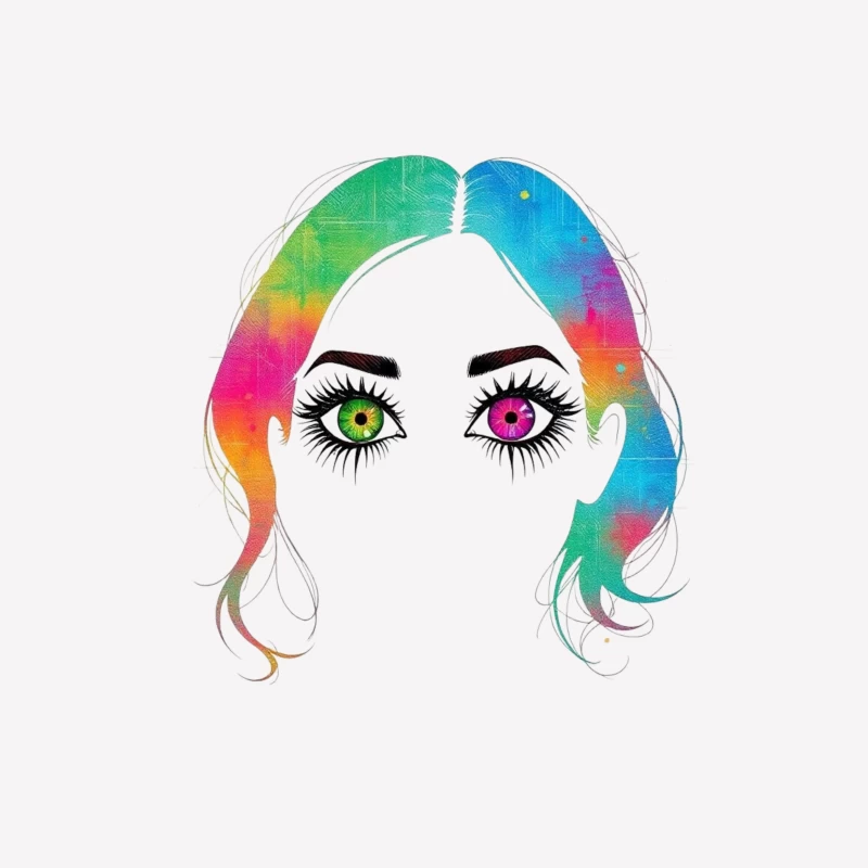 Artistic Rainbow Portrait with Heterochromatic Eyes Female T-Shirt