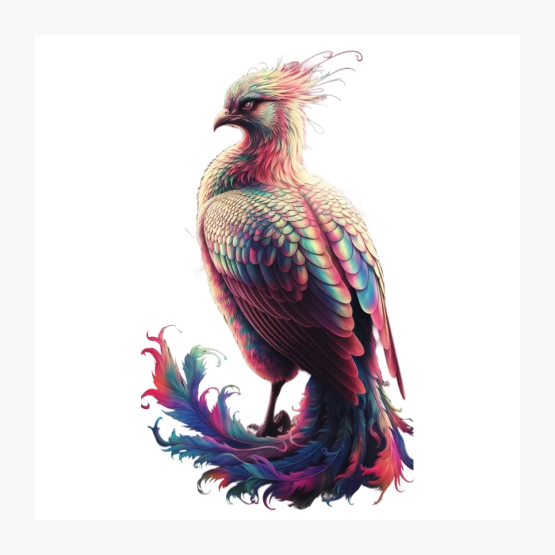 Vibrant Fantasy Phoenix: A Colorful Digital Illustration of a Mythical Bird Pin