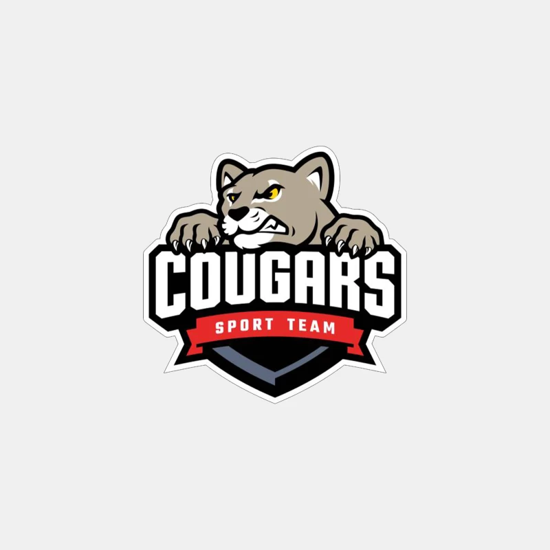 Fierce Cougar Sports Team Logo with Red Banner Male Tank Top