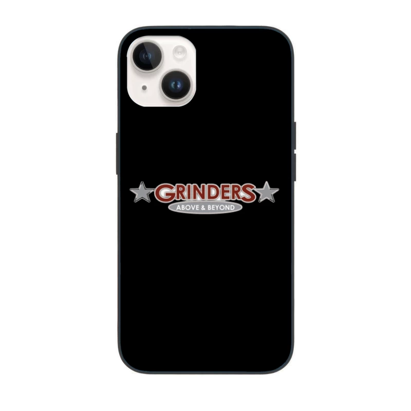 Grinders Restaurant Logo with Metallic Stars and Red Text iPhone Case