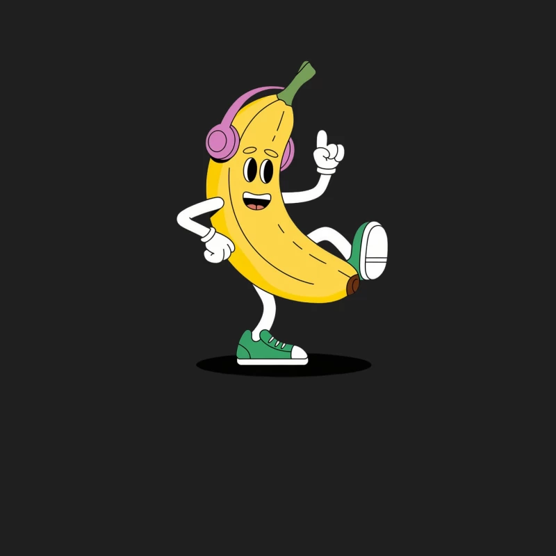 Cute Cartoon Banana Dancing with Headphones and Sneakers Male Tank Top