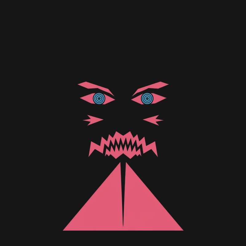 Minimalist Pink Geometric Face with Hypnotic Eyes Female Long Sleeve T-Shirt