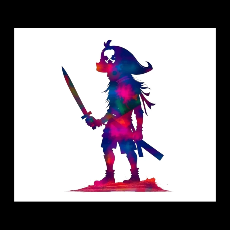 Cosmic Pirate Silhouette with Sword Tapestry