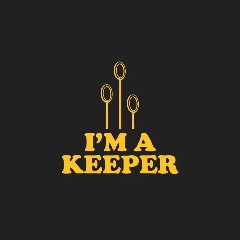 Quidditch Keeper Slogan with Yellow Spoons Bucket Hat