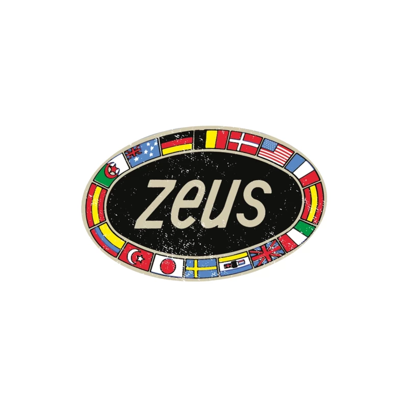 Zeus International Vintage Logo with National Flags Border Coffee Mug