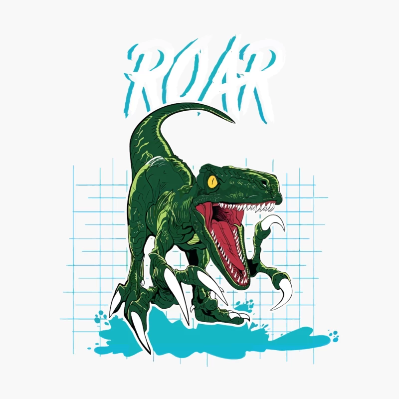 Velociraptor Roar: Neo-Retro Power Cotton Tote Bag