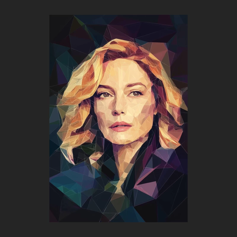 Geometric Portrait: Blonde Woman with Intense Gaze Male Pullover Sweatshirt