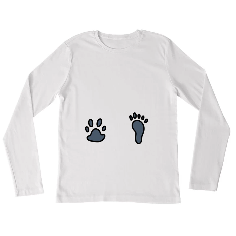 Empreintes de patte et de pied stylisées Femme Manches Longues T-Shirt