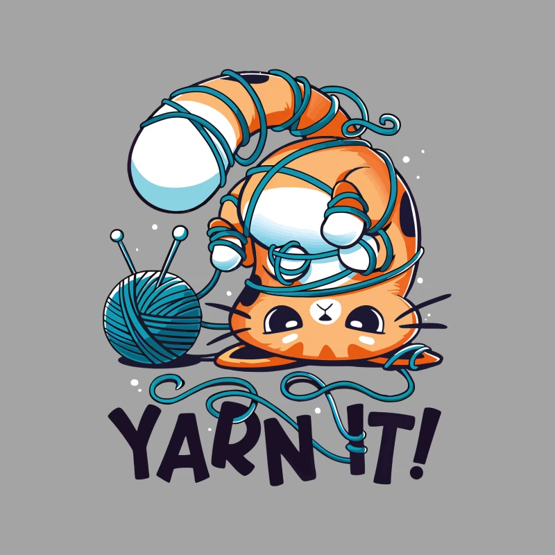 Yarn It! Whimsical Cat Illustration Female T-Shirt