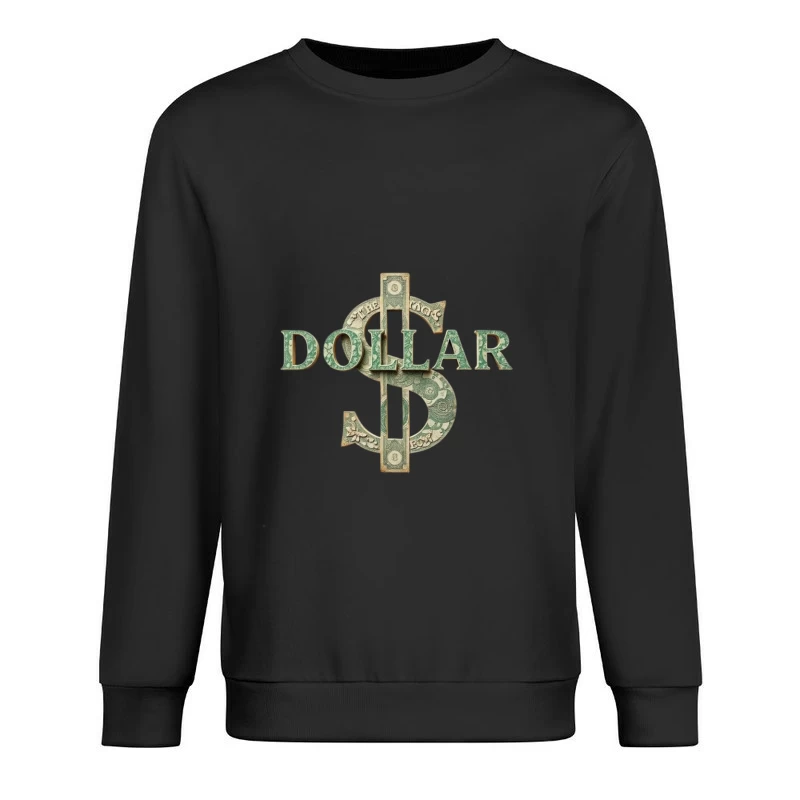 Creative Dollar Sign Typography Made from US Currency Male Pullover Sweatshirt