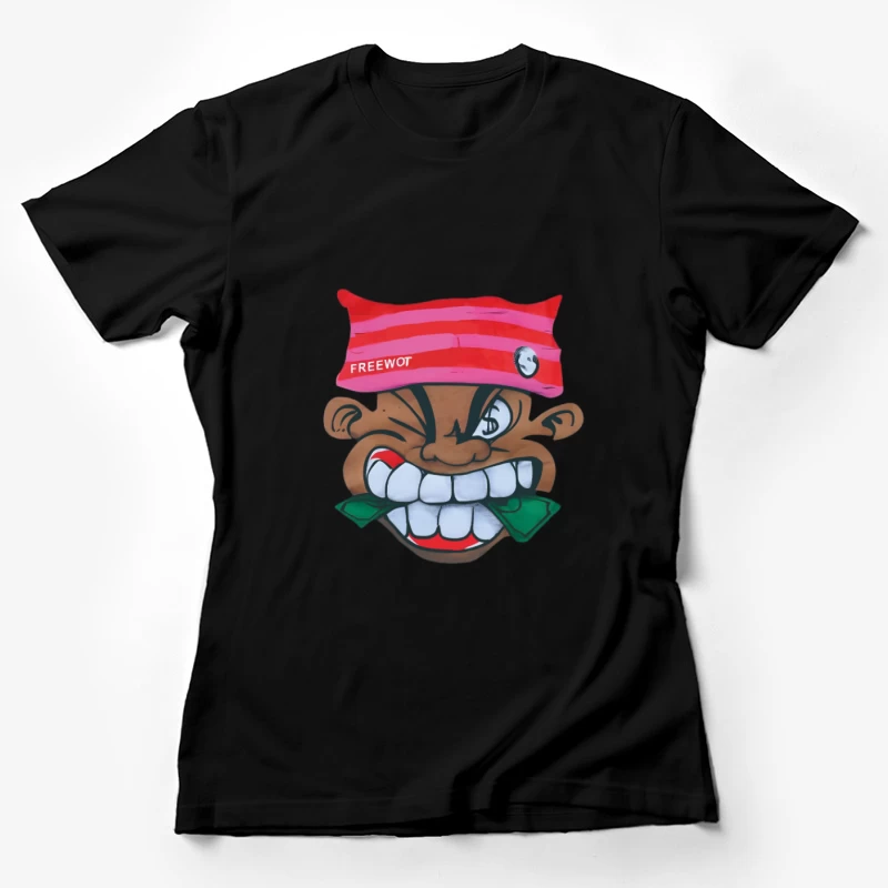 Faccia cartoon con cappello e banconota Maglietta Donna