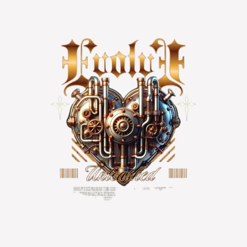 Steampunk Mechanical Heart with Gold Typography Design Female T-Shirt