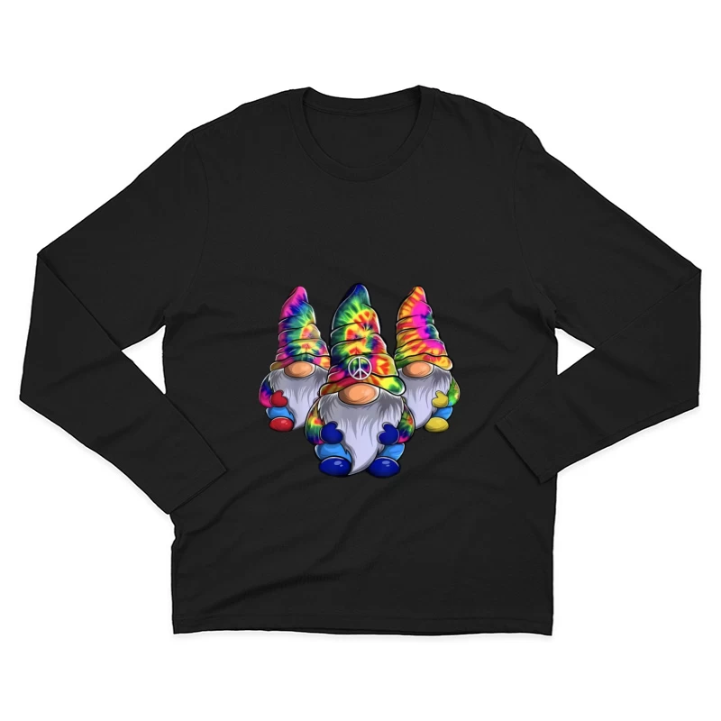 Bunte Hippie-Zwerge mit Frieden Symbol Herren Langarm T-Shirt