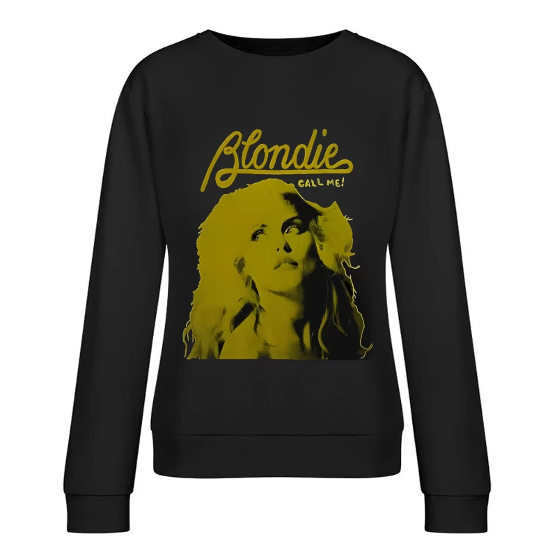 Vintage Blondie "Call Me" Album Cover in Yellow Monochrome Female Pullover Sweatshirt