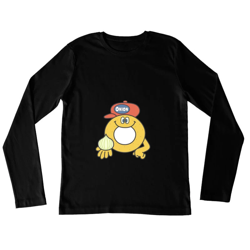 Fröhliches Maskottchen mit Zwiebel Damen Langarm T-Shirt