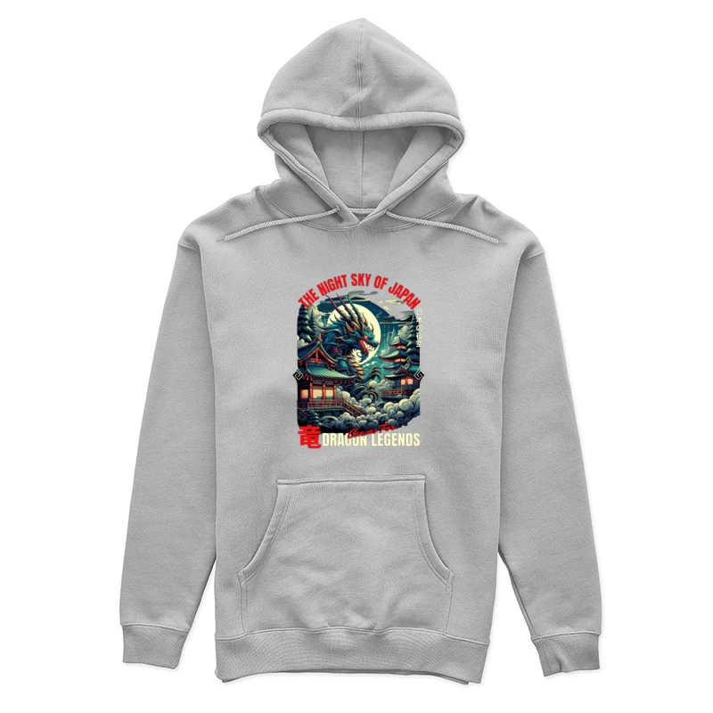 Mythical Dragon Under Japanese Night Moon Female Pullover Hoodie