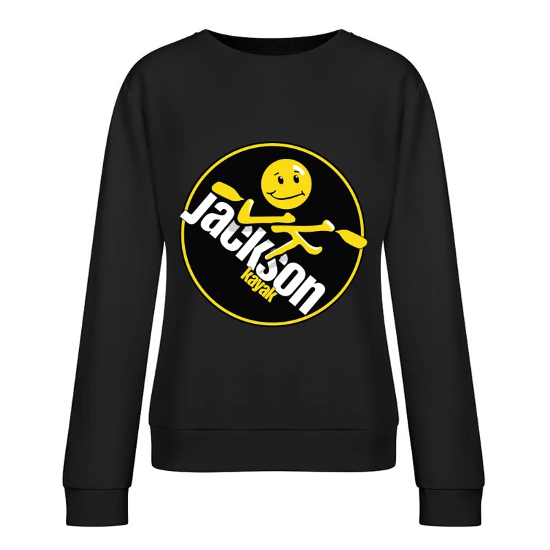 Jackson Kayak Sports Logo with Yellow Smiley Design Female Pullover Sweatshirt