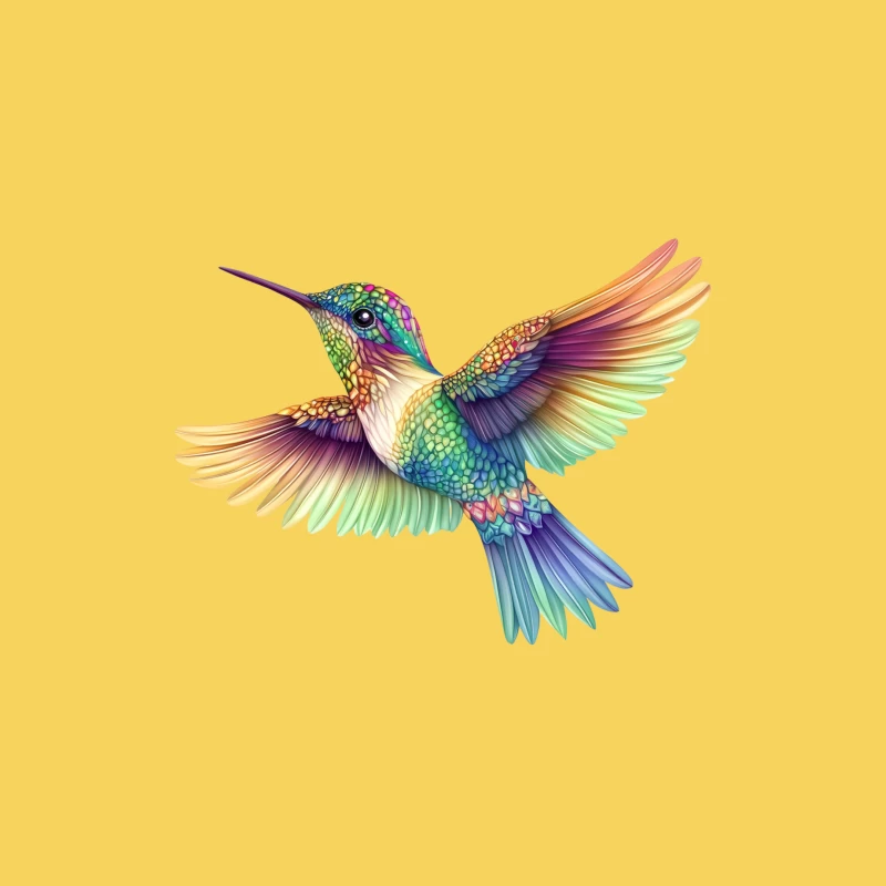 Vibrant Rainbow Hummingbird in Flight: A Colorful Wildlife Illustration Bucket Hat