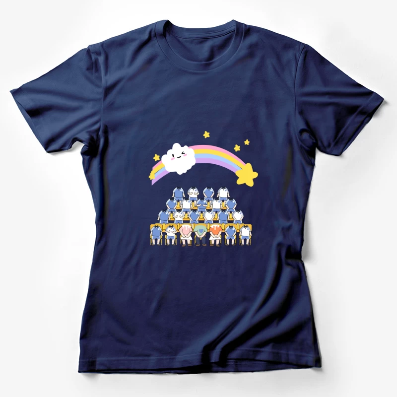 Niedliche Cartoon-Schulklasse Damen T-Shirt