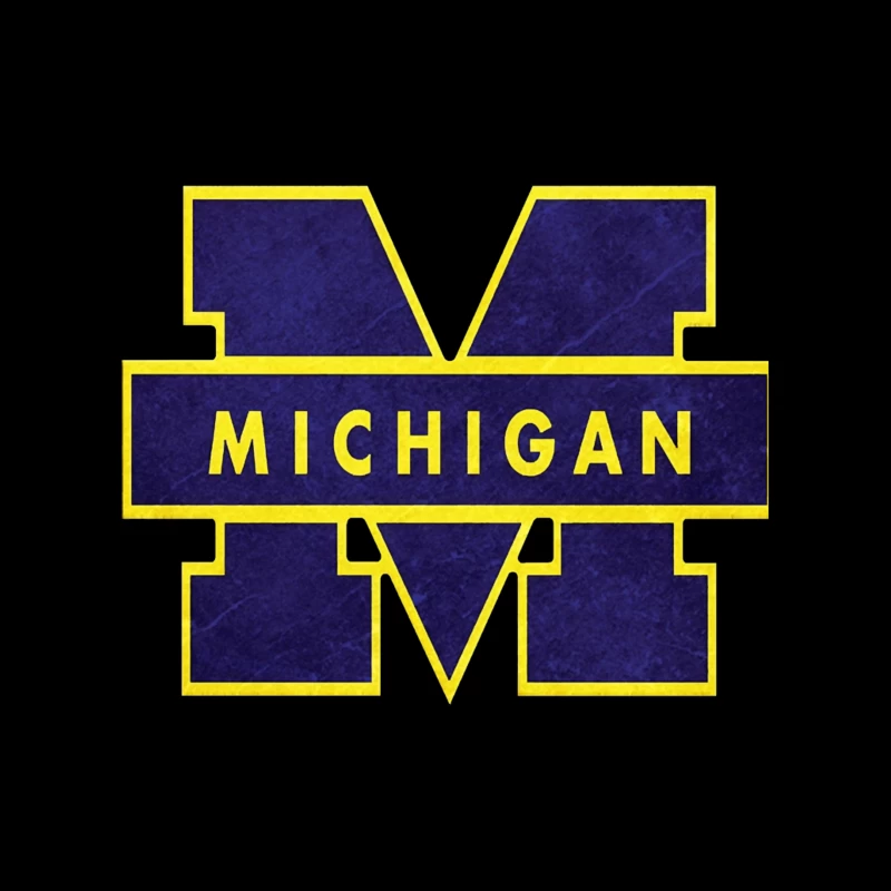 University of Michigan Athletic Block M Logo in Navy and Yellow Throw Pillow