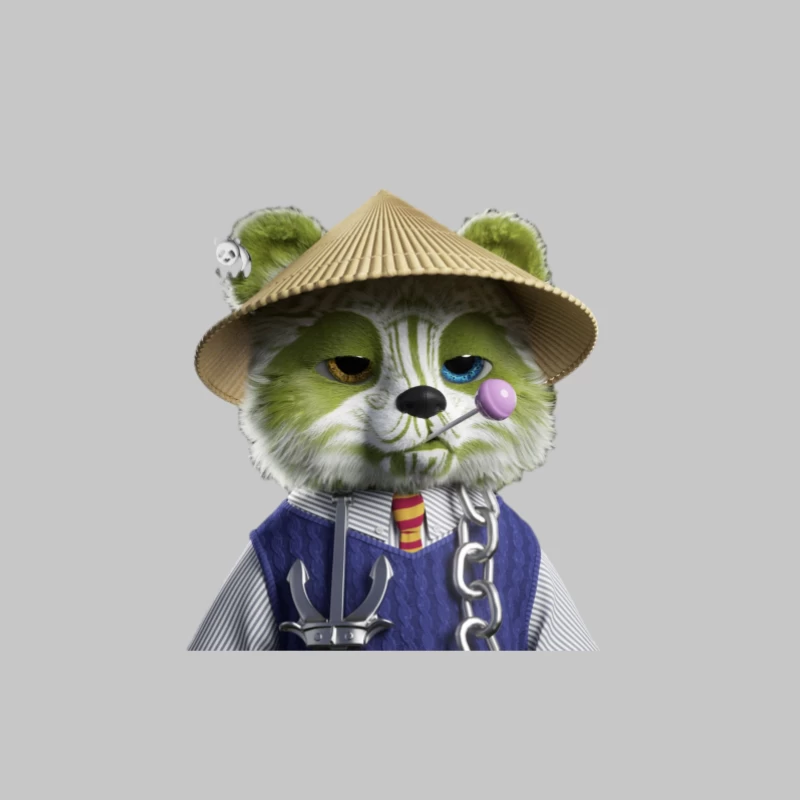 Stilvolle Panda-Figur mit Strohhut Herren Langarm T-Shirt