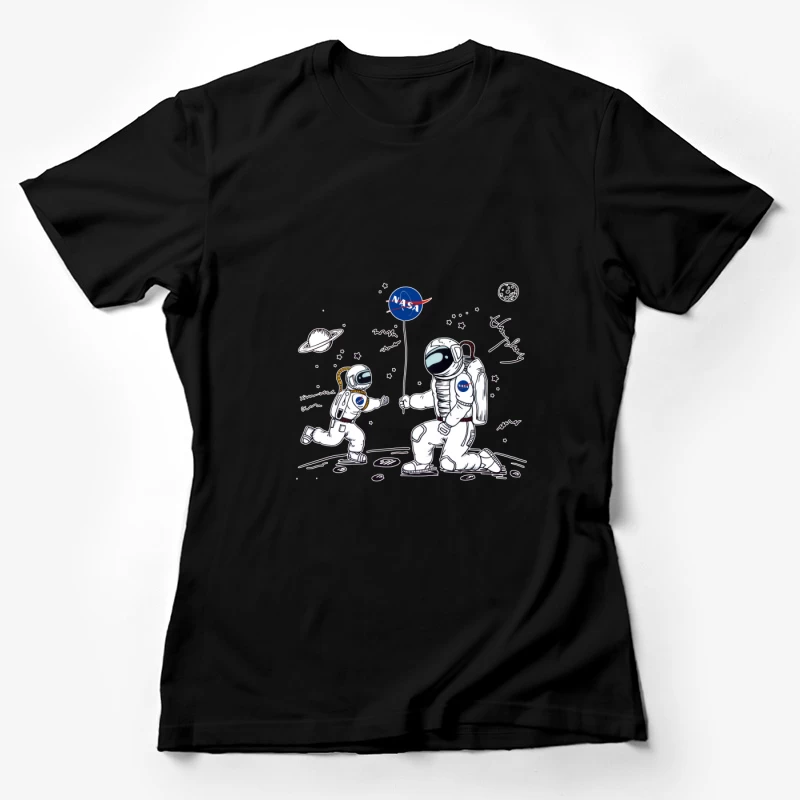 Astronauten mit NASA-Flagge auf dem Mond Damen T-Shirt