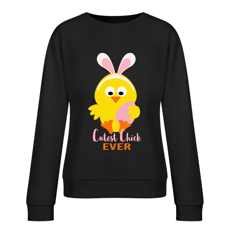 Poussinet mignon avec oreilles de lapin et œuf de Pâques Femme Sweat-shirt à enfiler