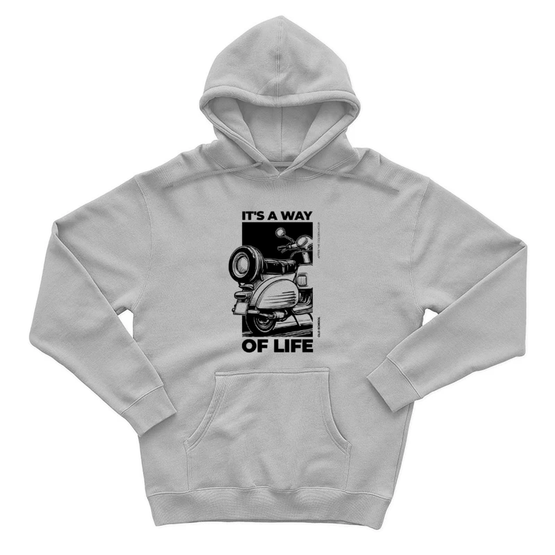 Vintage Scooter Lifestyle Illustration Male Pullover Hoodie